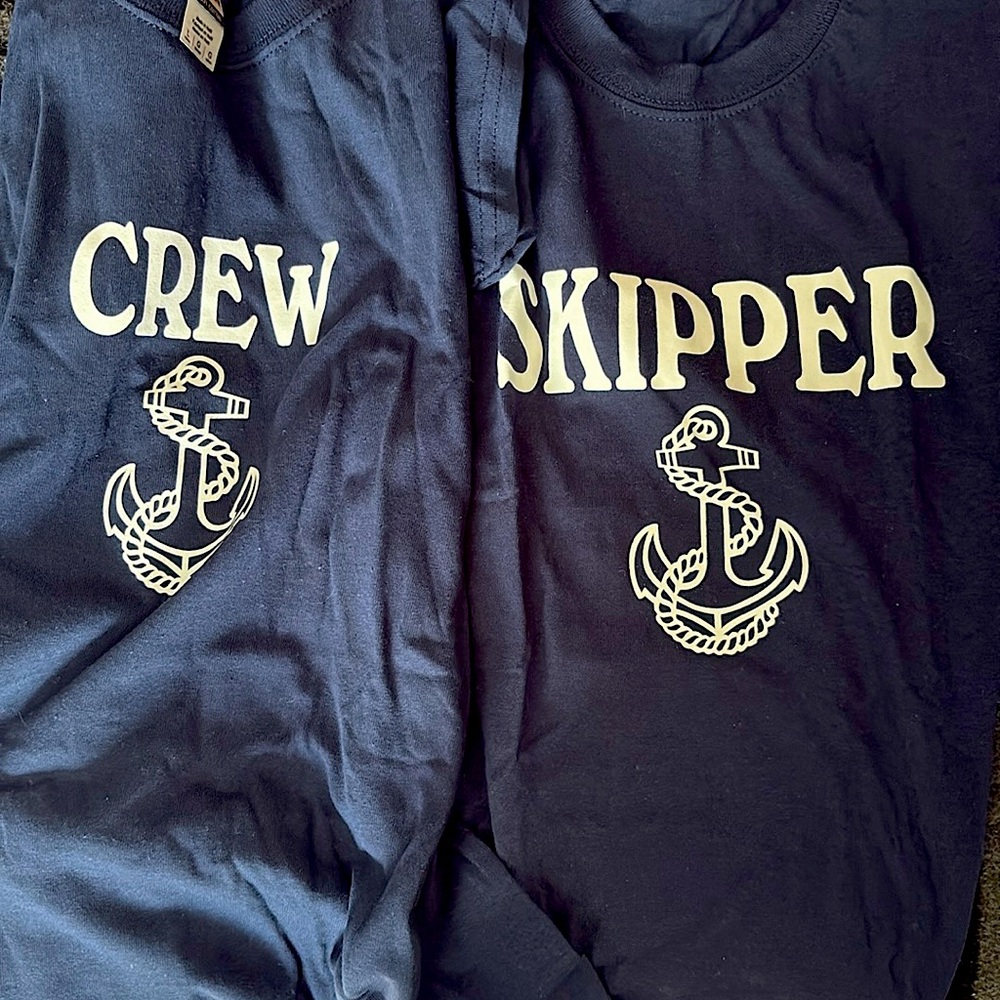 Ready for Sea! NWOT Skipper and Crew tees in classic navy for your voyage!